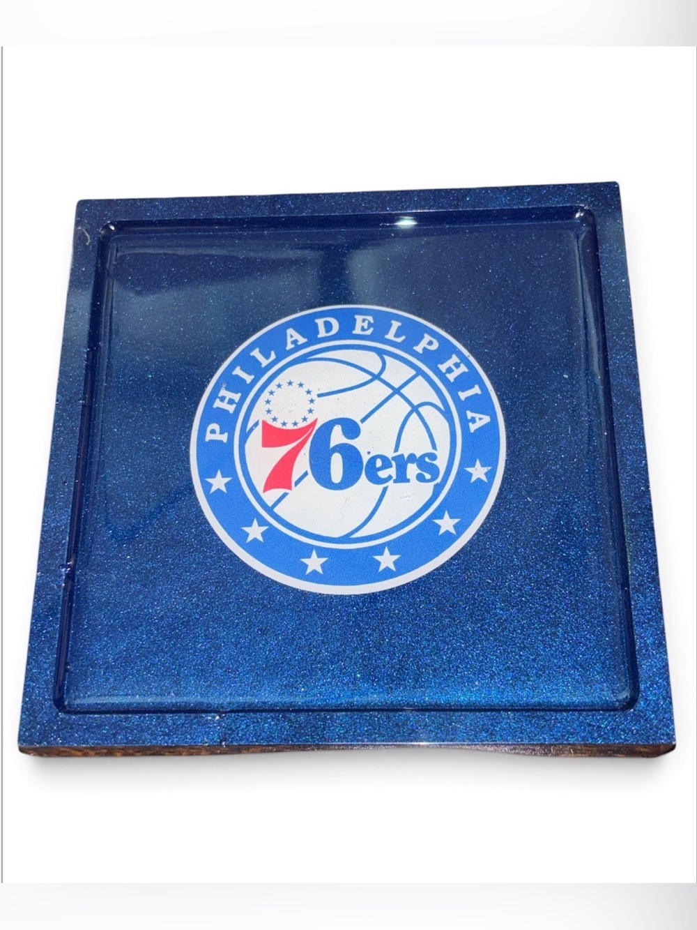 NORE’S NOVELTIES Single Handcrafted Square Decorative Sports Coaster “PHIL76ERS”